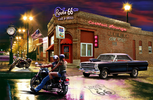 SKU : 20386 - Bar & Grill Cars - 3D Postcard