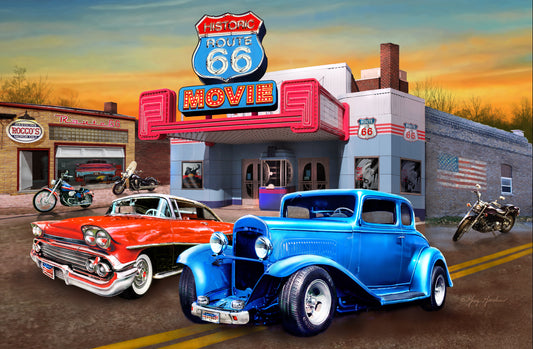 SKU : 20387 - Movie Theater Cars - 3D Postcard