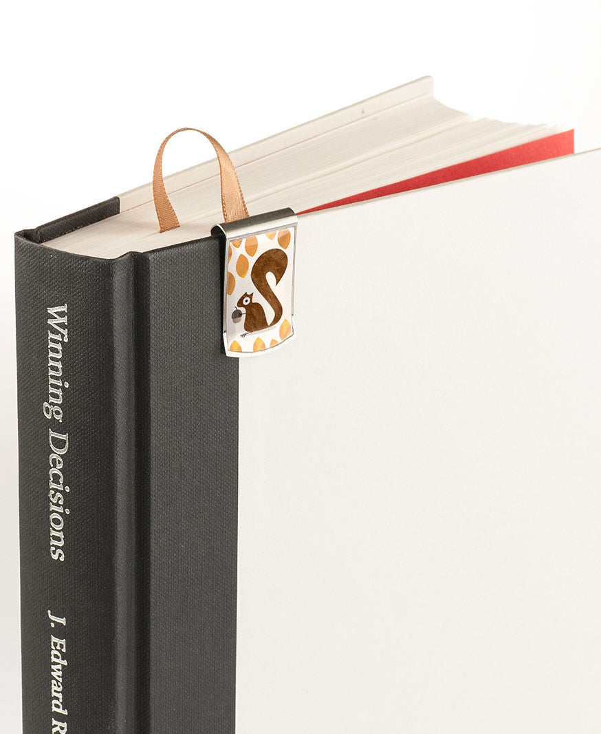 Squirrel Bookmark on book