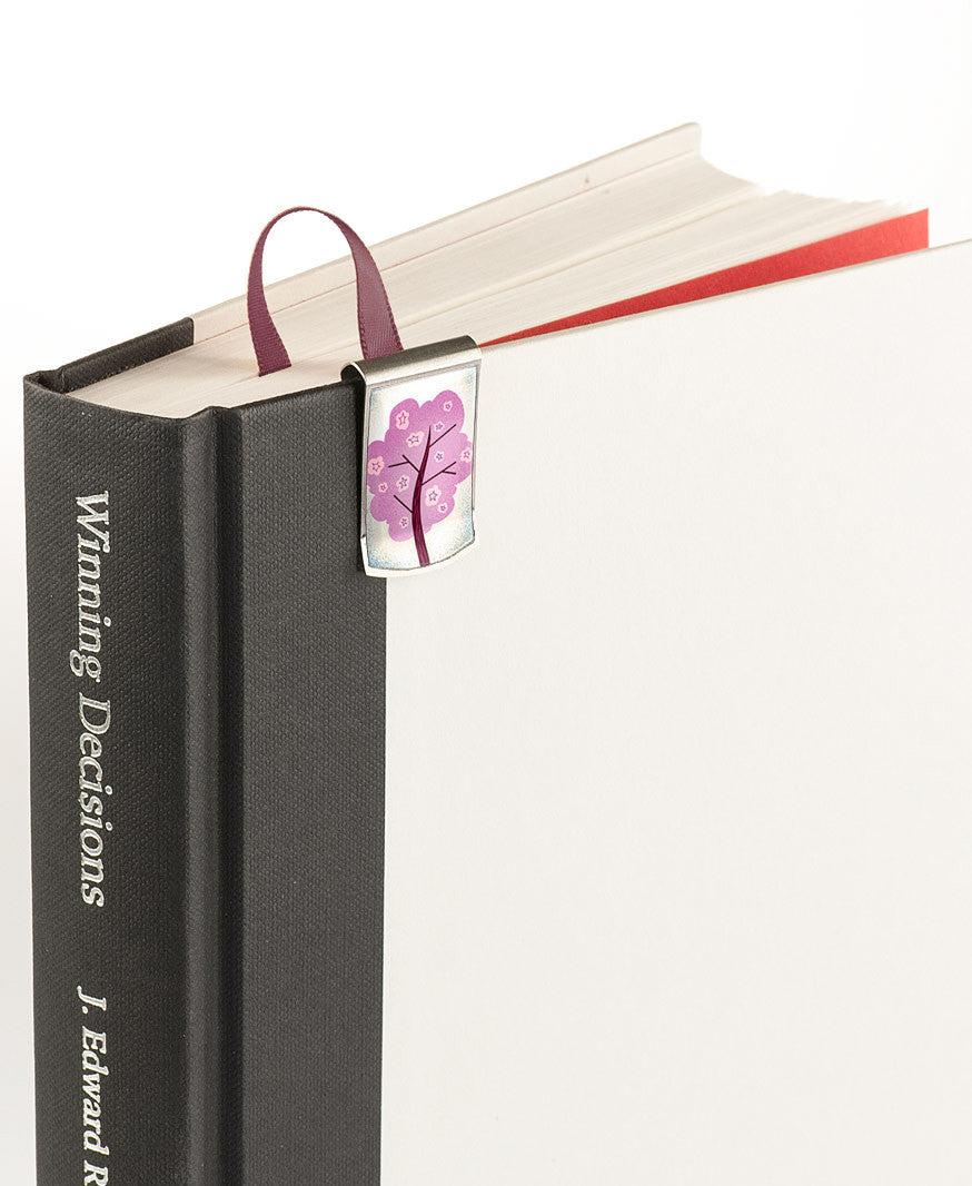Cherry Blossoms Bookmark on book
