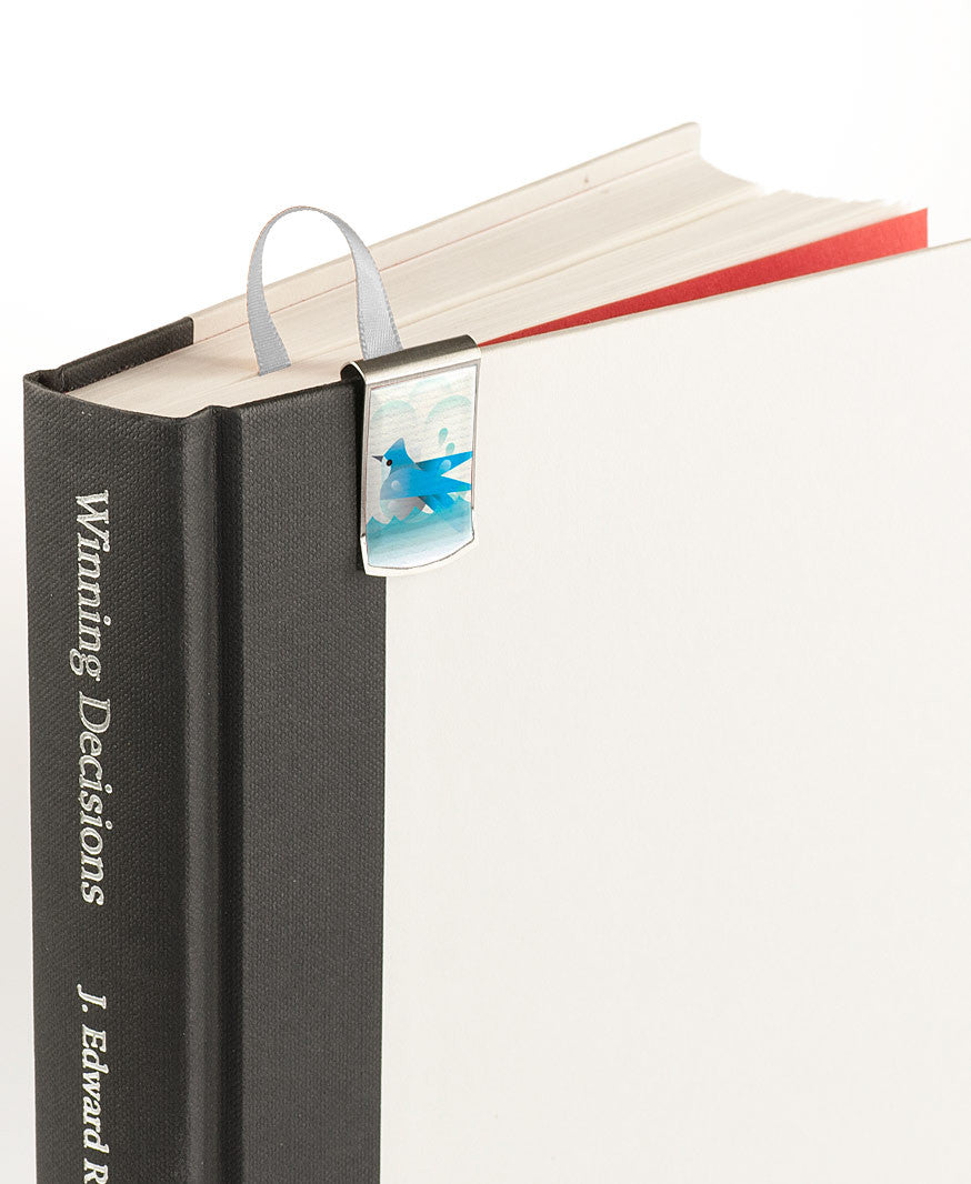 Blue Jay Bookmark on book