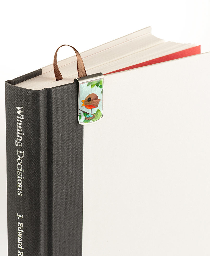 Robin's Nest Bookmark on book